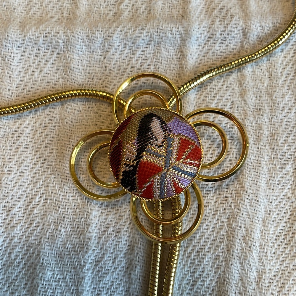 Vintage gold bolo necklace - Picture 2 of 3